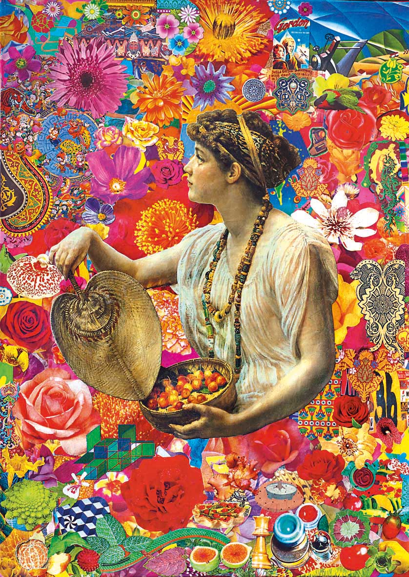The Mysterious Rituals collage on canvas 70x50 2013